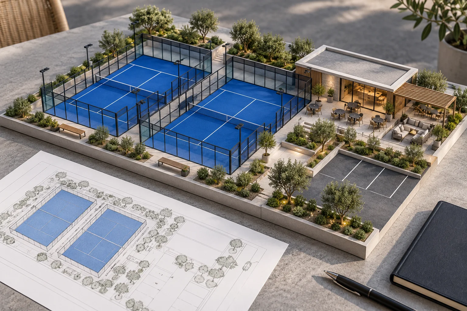 Court and clubhouse planning model