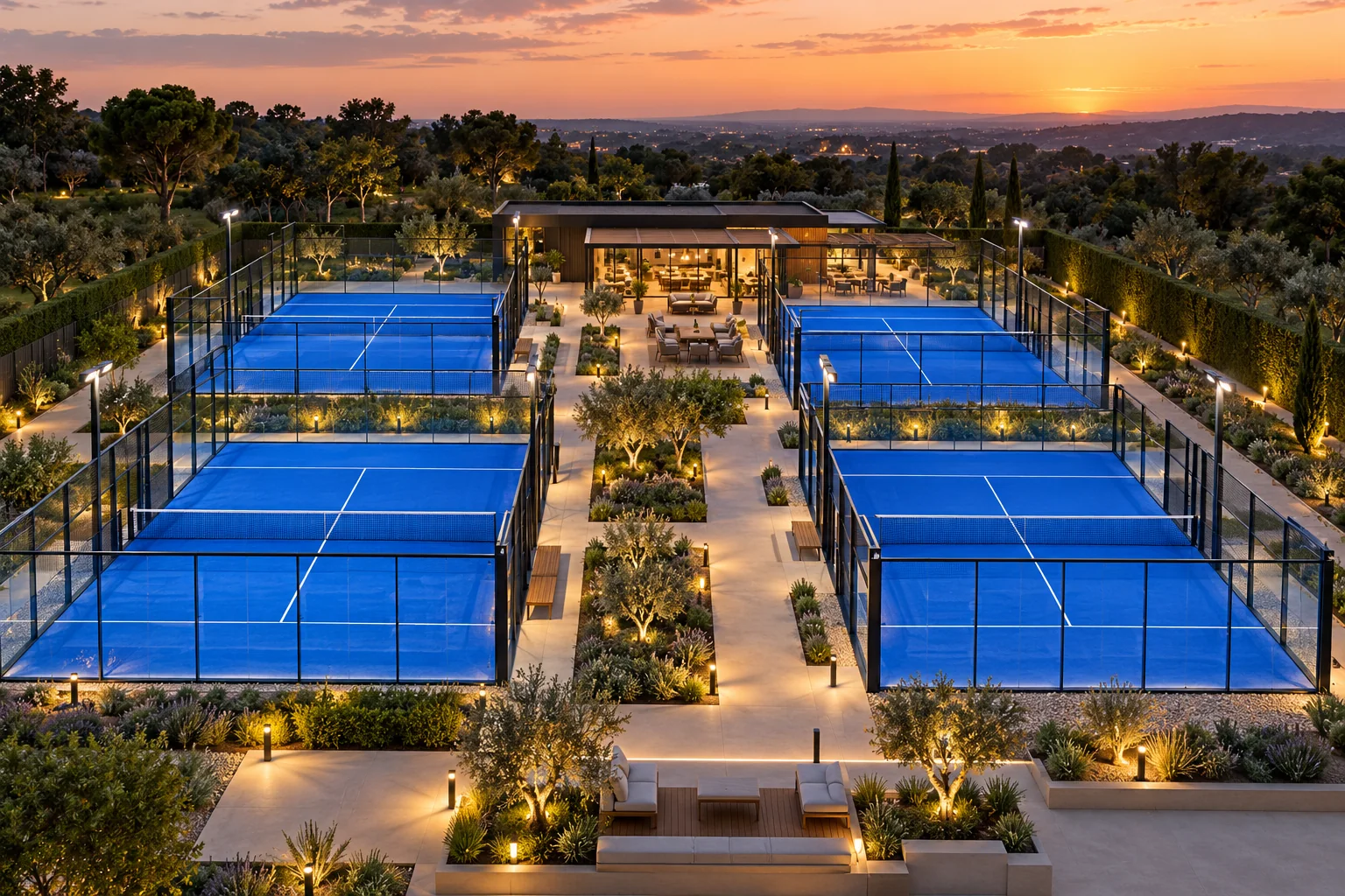 Commercial padel club and social area