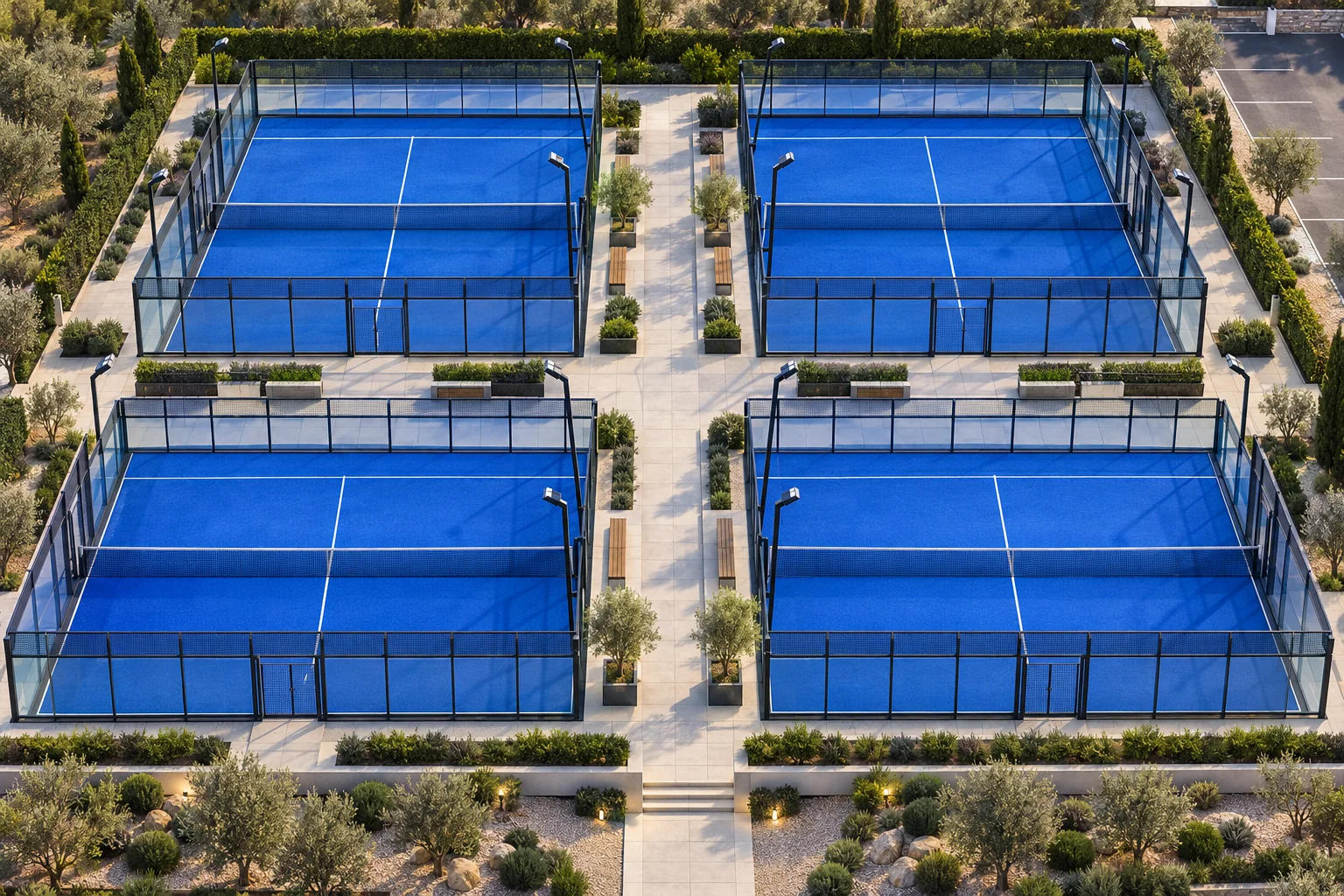 Multi-court layout and circulation