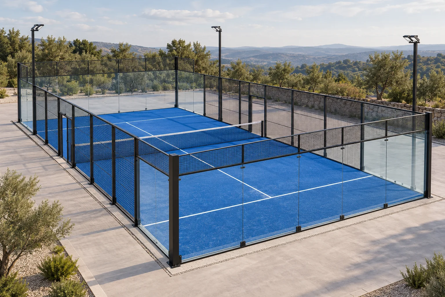 Outdoor panoramic padel court