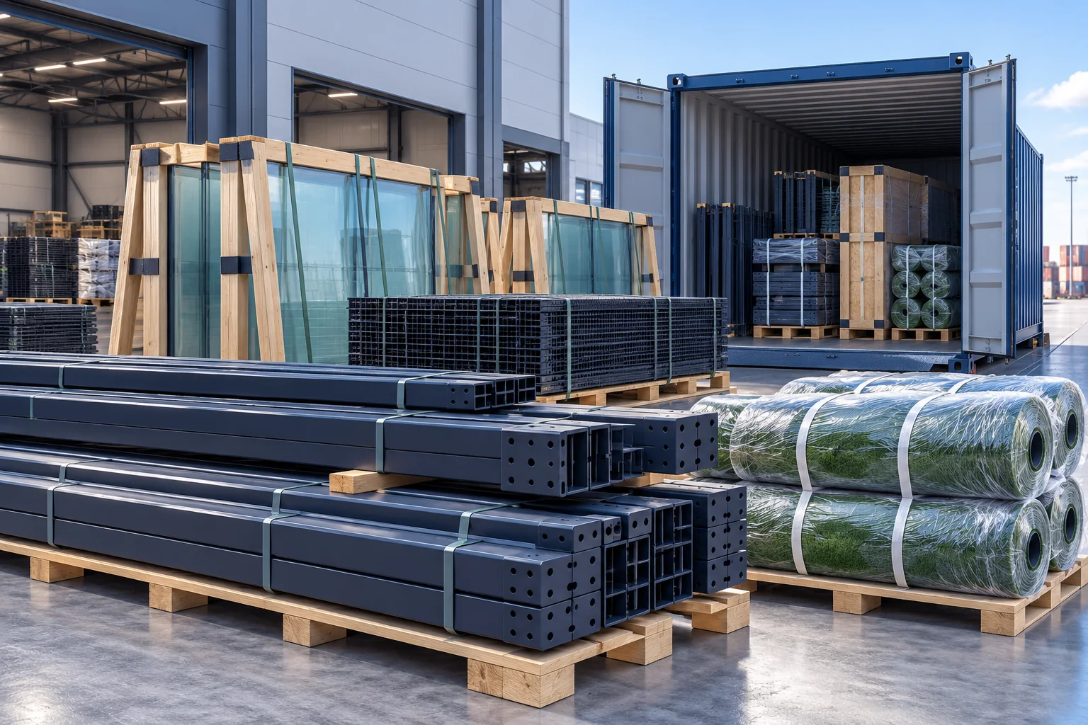 Packed court components for export